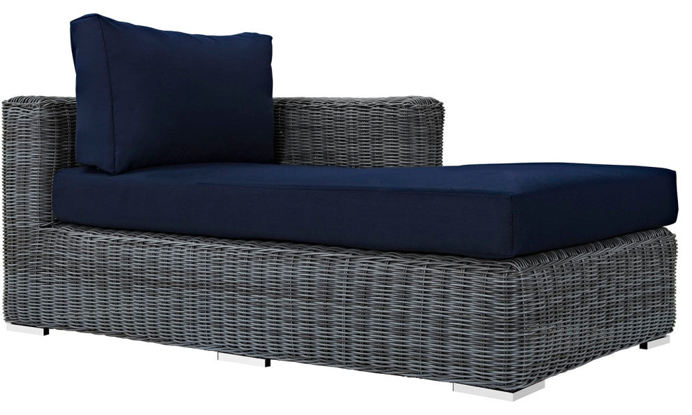 Modway Summon 5 Piece Outdoor Patio Sunbrella Sectional Set, Canvas Navy