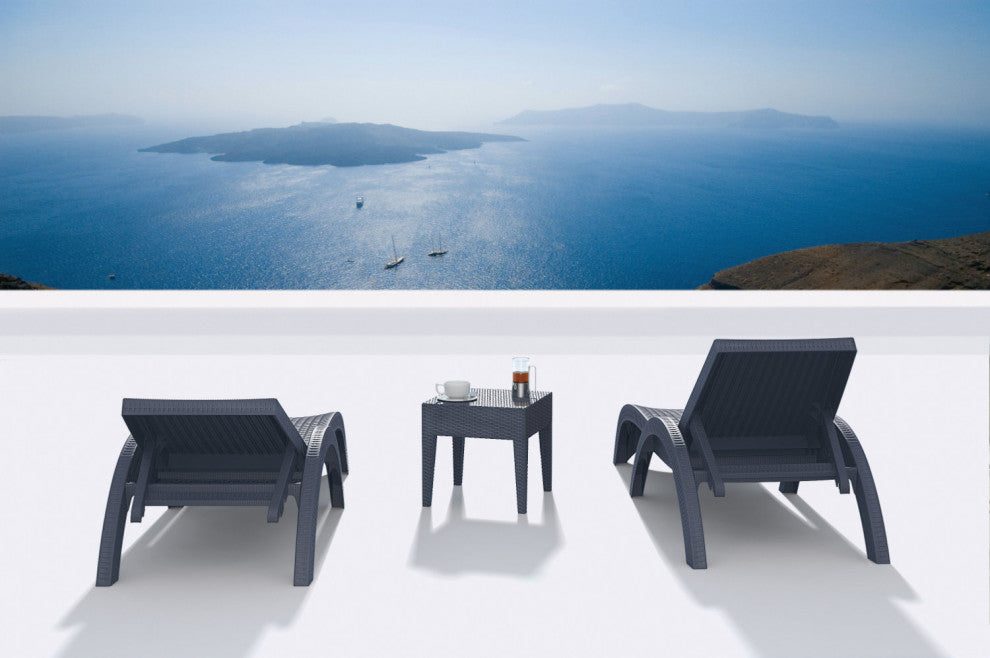 Miami Square Resin Side Table, Dark Gray