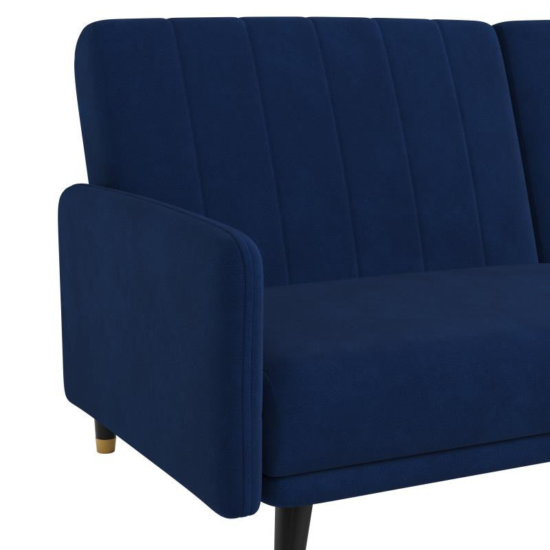 Sophia Premium Split Back Upholstered Sofa Futon, Navy