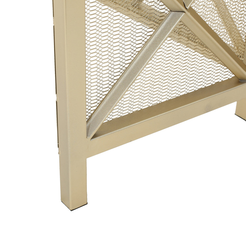 GDF Studio Mandralla 3-Paneled Iron Fireplace Screen, Gold