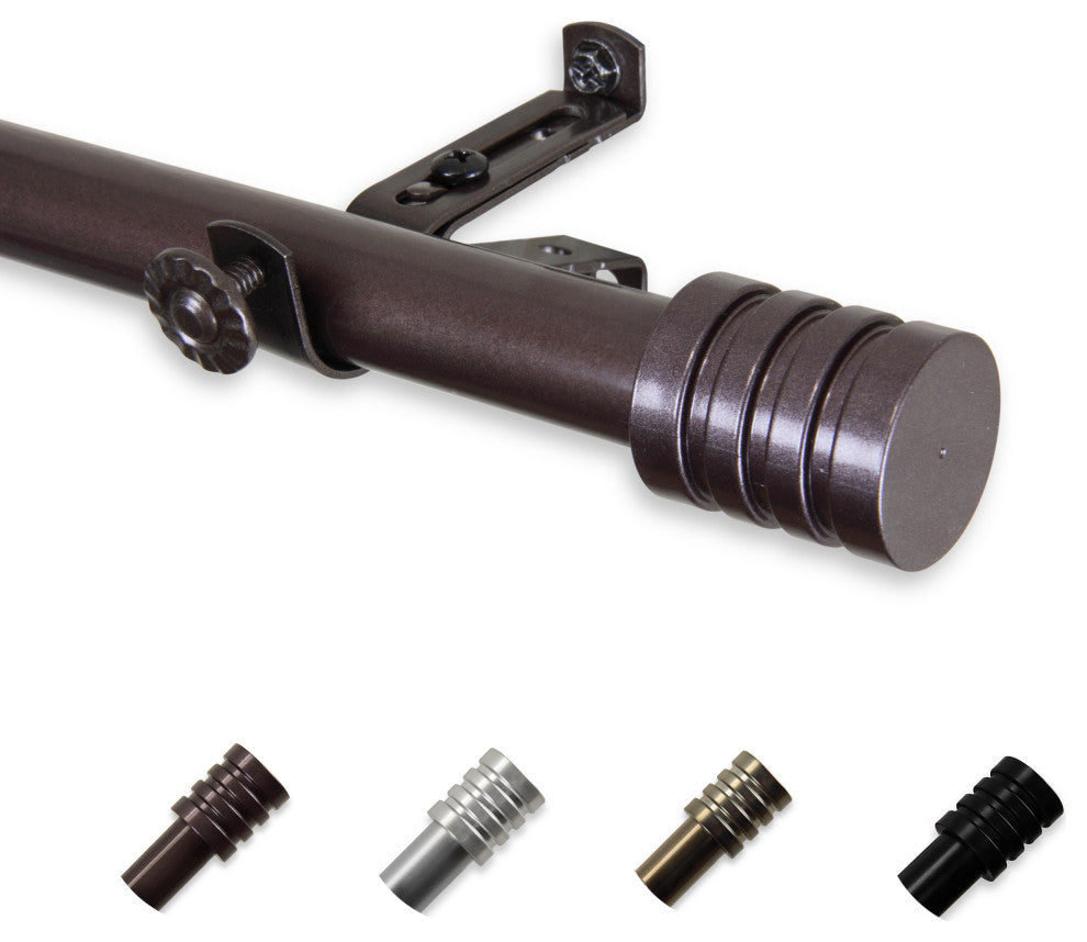 Tim 13/16" Diameter Curtain Rod, Cocoa, 18-28"