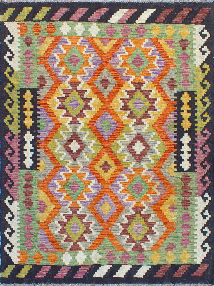 Flatweave Wardell Rust/Black Rug, 4'1x5'7