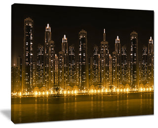 "Modern City With Illuminated Skyscrapers" Wall Art, 20"x12"