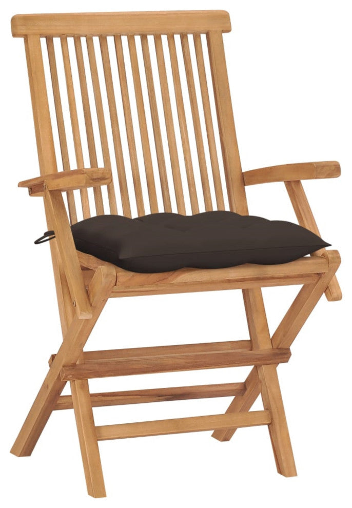 Vidaxl Garden Chairs With Taupe Cushions 4-Piece Set Solid Teak Wood