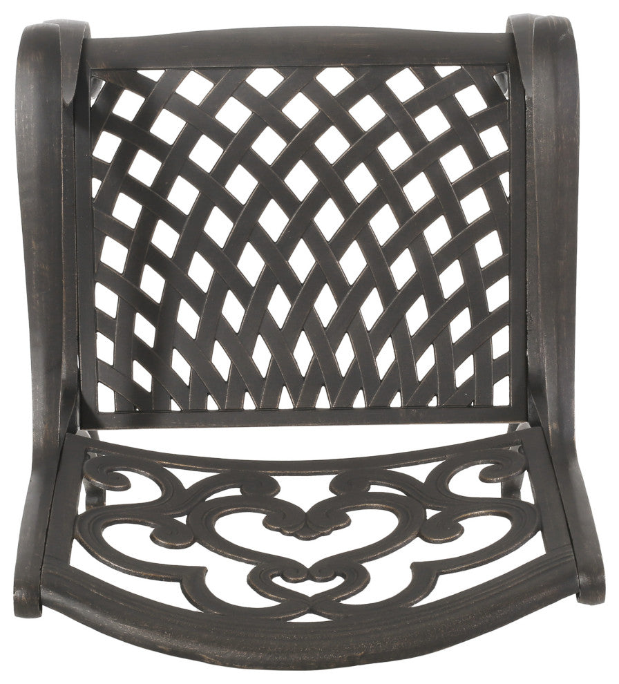 GDF Studio Augusta Outdoor Cast Aluminum Dining Chairs, Set of 2
