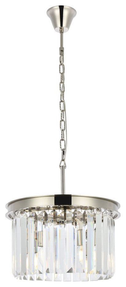 Elegant Lighting 1238D16/RC Sydney 3 Light 16"W Crystal Pendant - Matte Black