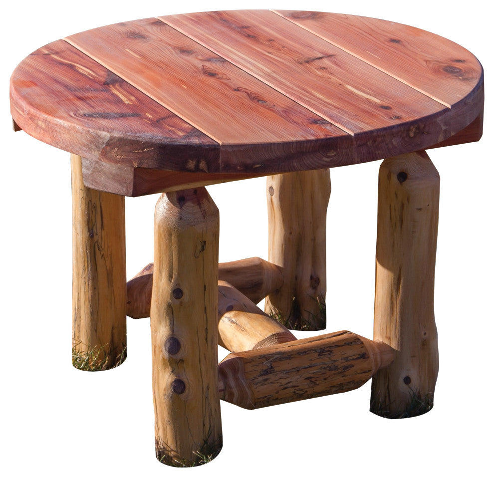 Red Cedar Log Outdoor Round Side Table