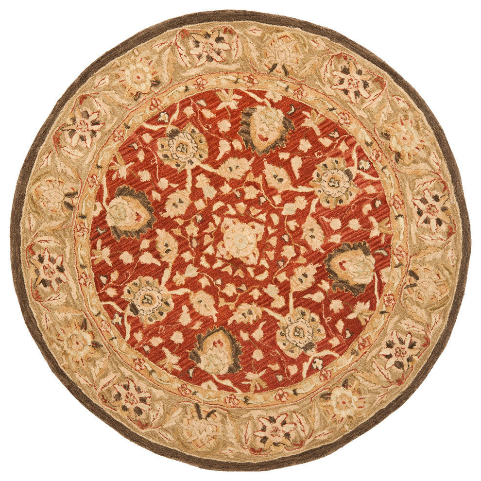 Safavieh Anatolia An512G Rug, Rust/Green, 6'0"x6'0" Round