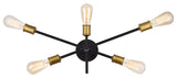 Axel Collection Wall Sconce, 24.7"x9.9", 5-Light, Black and Brass Finish