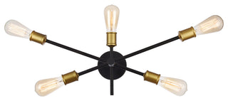 Axel Collection Wall Sconce, 24.7"x9.9", 5-Light, Black and Brass Finish