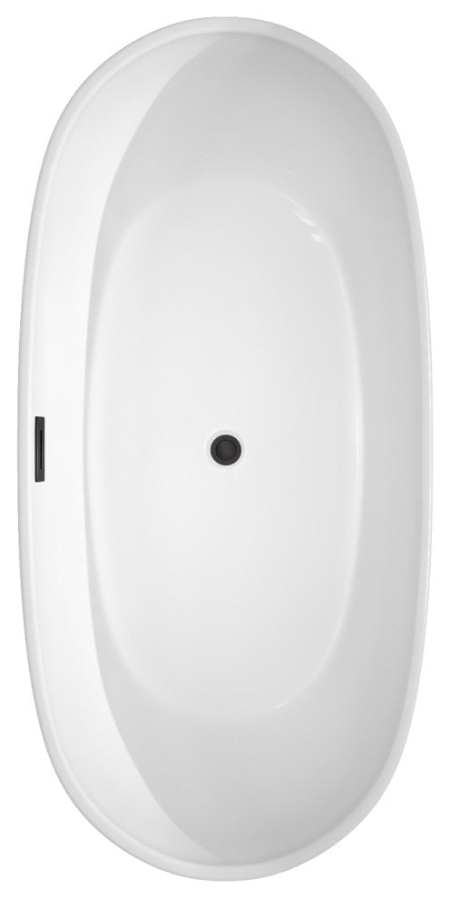 Rebecca 60 to 70" Freestanding Bathtub with options, Matte Black Trim, 65 Inch, Floor Mounted Faucet in Matte Black