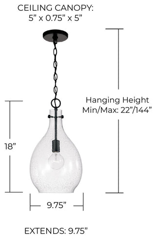 Capital Lighting 349011 Brentwood 10"W Mini Pendant - Matte Black