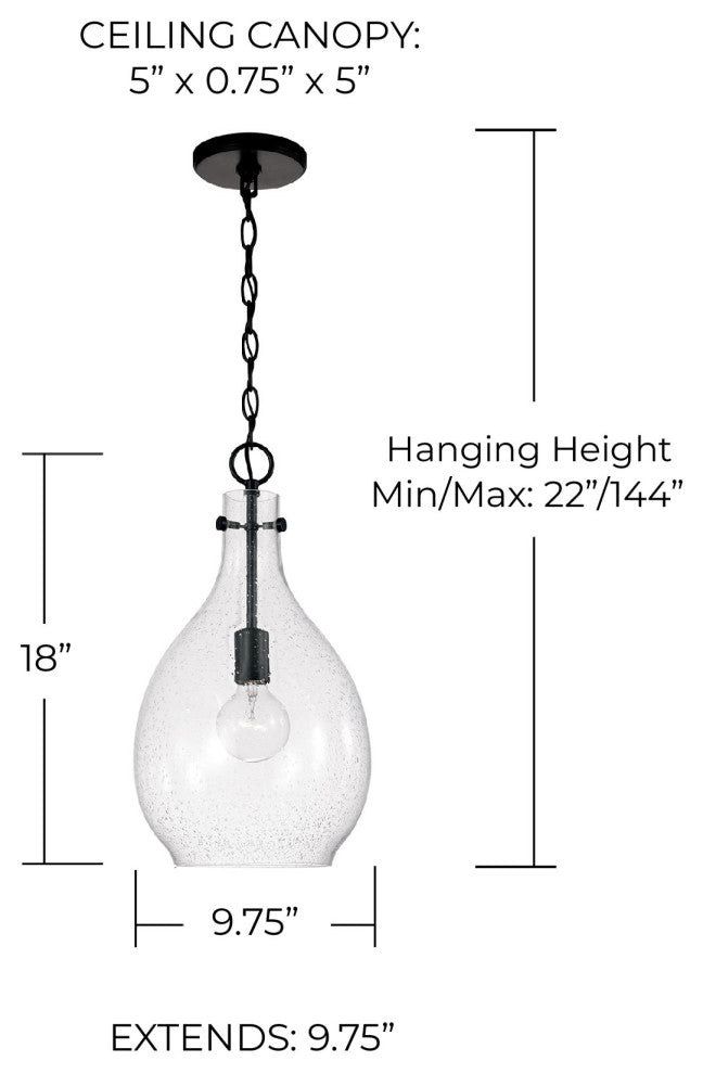Capital Lighting 349011 Brentwood 10"W Mini Pendant - Matte Black