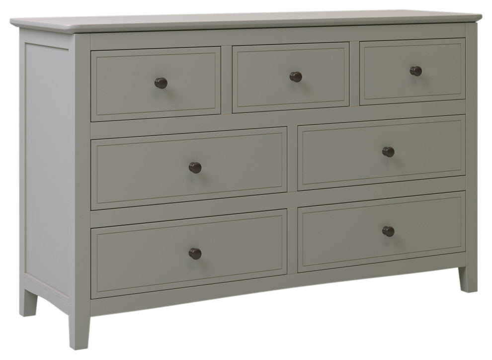 7-Drawer 48" W Solid Wood Dresser, Gray