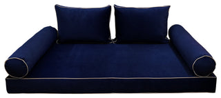 STYLEV1 TwinXL Velvet ContrastPipe IndoorDaybed Mattress Pillow, Cover Only