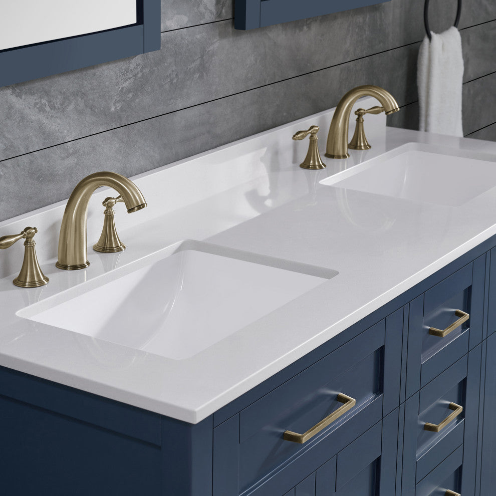 OVE Decors Tahoe Vanity, Midnight Blue With White Cultured Marble Top, 60"