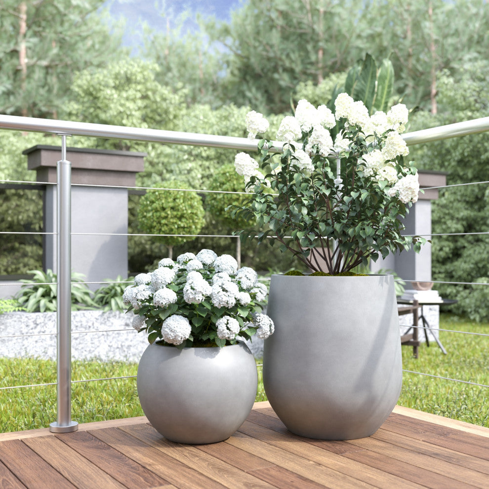 DTY Signature Mount Sherman 1-piece Fiberstone Planter, Gray, Large