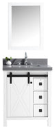Marsyas Veluti 30" Single Vanity Cabinet Gray Quartz Top Sink, 28" Wall Mirror