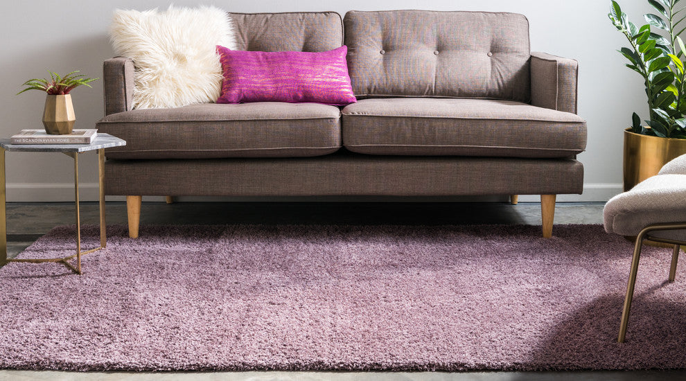 Unique Loom Mauve Studio Solid Shag 5' 0 x 8' 0 Area Rug