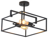 Chloe Lighting Nolan Farmhouse 2-Light Black Square Semi-Flush Pendant