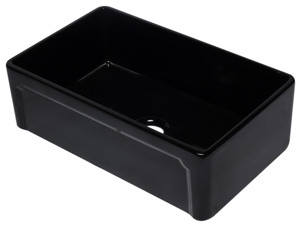 ALFI brand AB3320SB-BG 33 Inch Black Single Fireclay Farmhouse Kitchen Sink