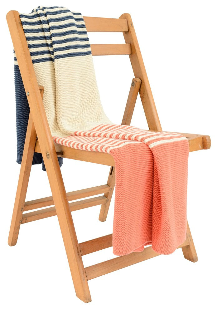Shannon Throw, Midnight Blue and Natural and French Pink