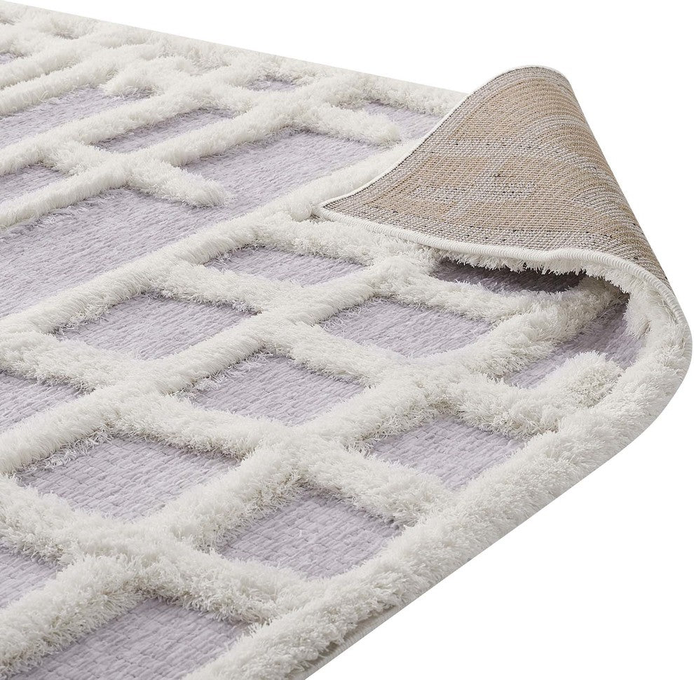 Ladder Abstract Plaid Lattice 5x8 Shag Area Rug