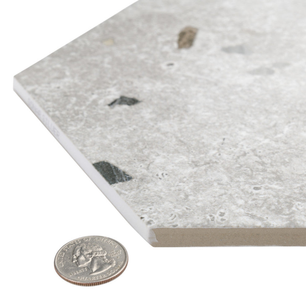 Sonar Hex Silver Porcelain Floor and Wall Tile