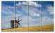 "Cloudy Sky And Windmill Summer Day" Landscape Wall Art, 4 Panels, 48"x28"