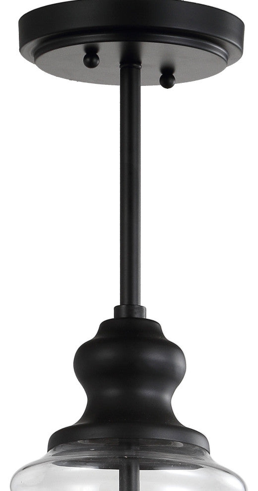 Adam Adjustable Metal and Glass Led Pendant, Oil Rubbed Bronze, 12" Width