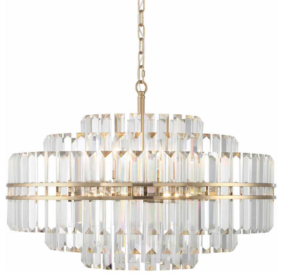 Crystorama Lighting Group HAY-1407 Hayes 16 Light 28"W Crystal - Aged Brass