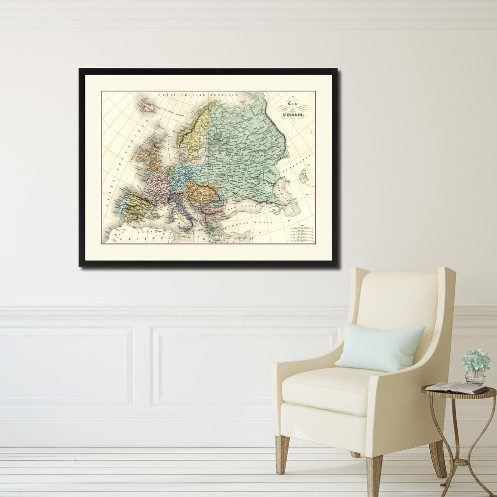 Europe Vintage Antique Map Wall Art, 28"x37"