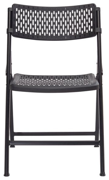 4 Pack Folding Chair, Oversized Polypropylene Seat & Ventilated Backrest, Black