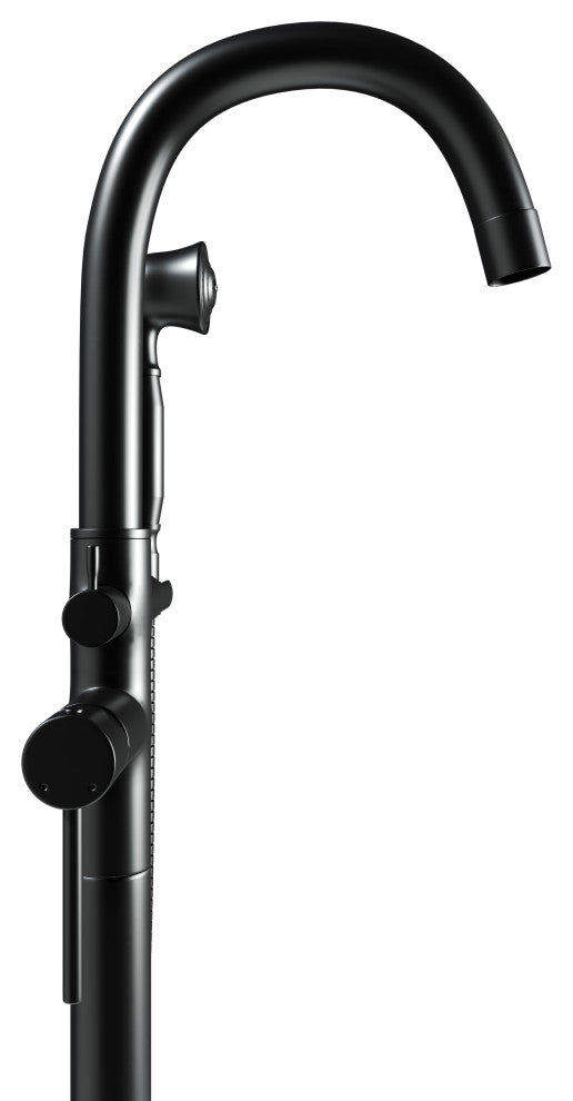 CastelloUSA Neptune Freestanding Tub Filler Faucet, Matte Black, Float Handle