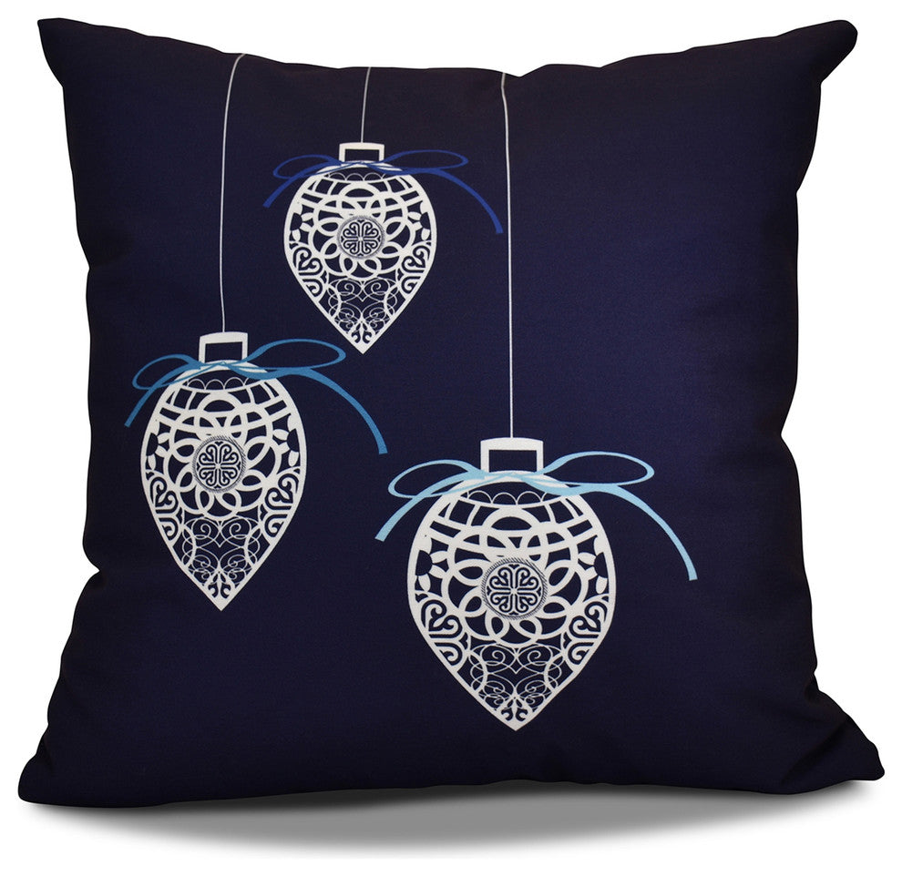 Decorative Holiday Pillow Geometric Print, Navy Blue, 20"x20"