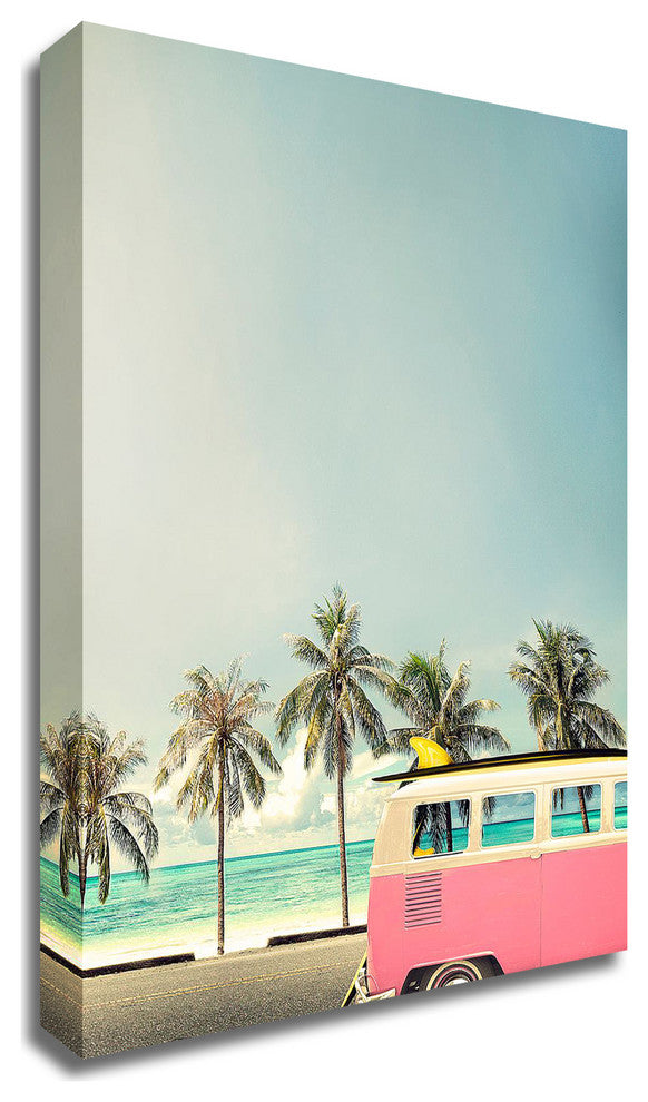 Surf Bus Pink by Design Fabrikken, Print on Canvas, 25"x35"