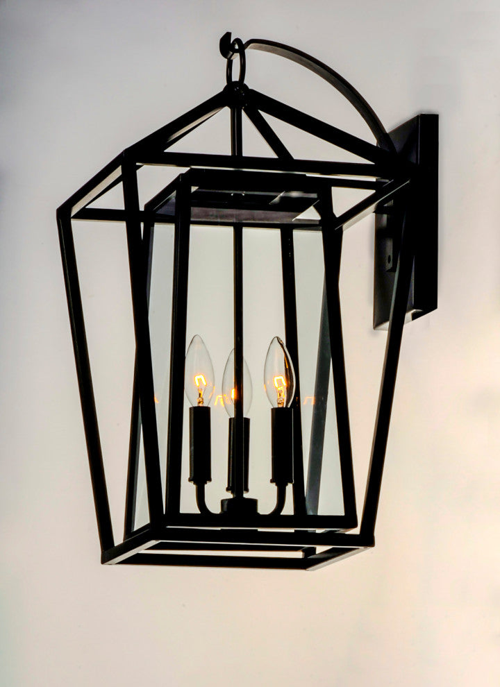 Maxim 3176 Artisan 3 Light 21" Tall Outdoor Wall Sconce - Black / Clear Glass