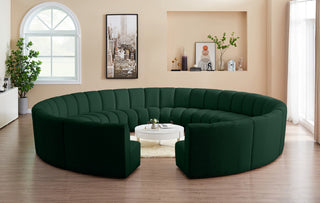 Infinity Black Boucle Fabric Upholstered Arc Shaped Modular Sectional, Green, 12-Piece, Arc-Shaped