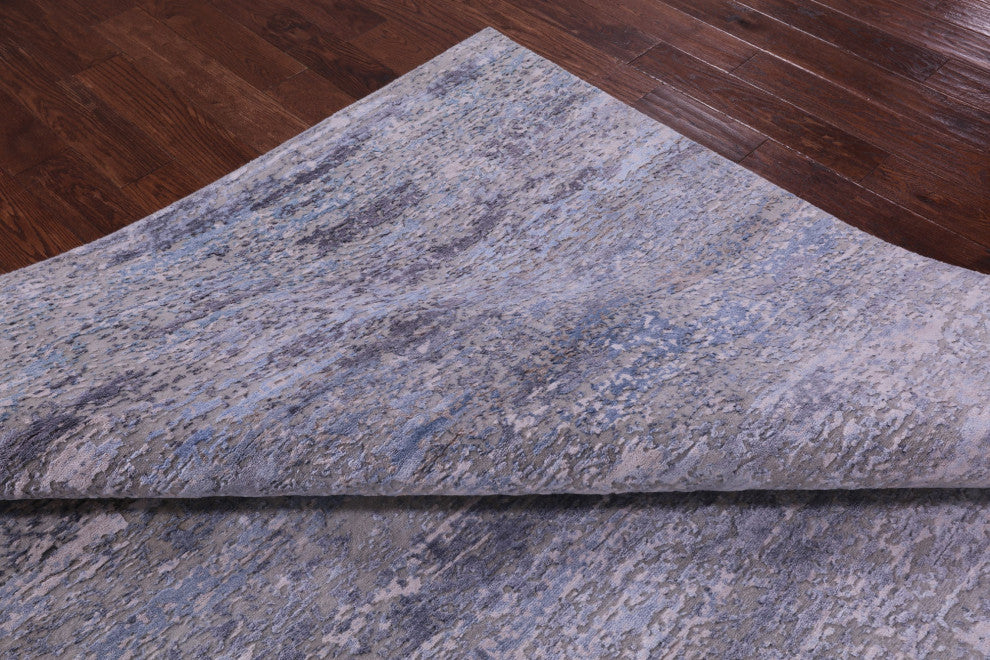 Abstract Wool & Silk Hand Knotted Rug 7' 11" X 10' 6" - Q15819
