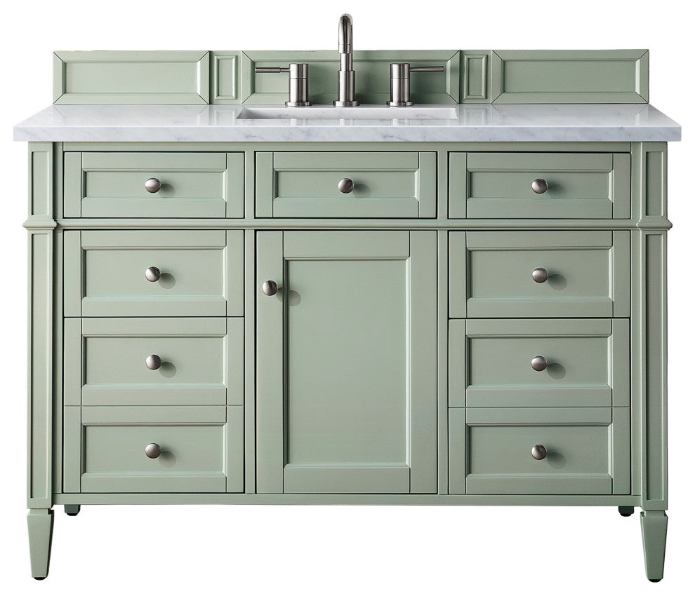 Brittany 48" Sage Green Vanity, Carrara Marble Top