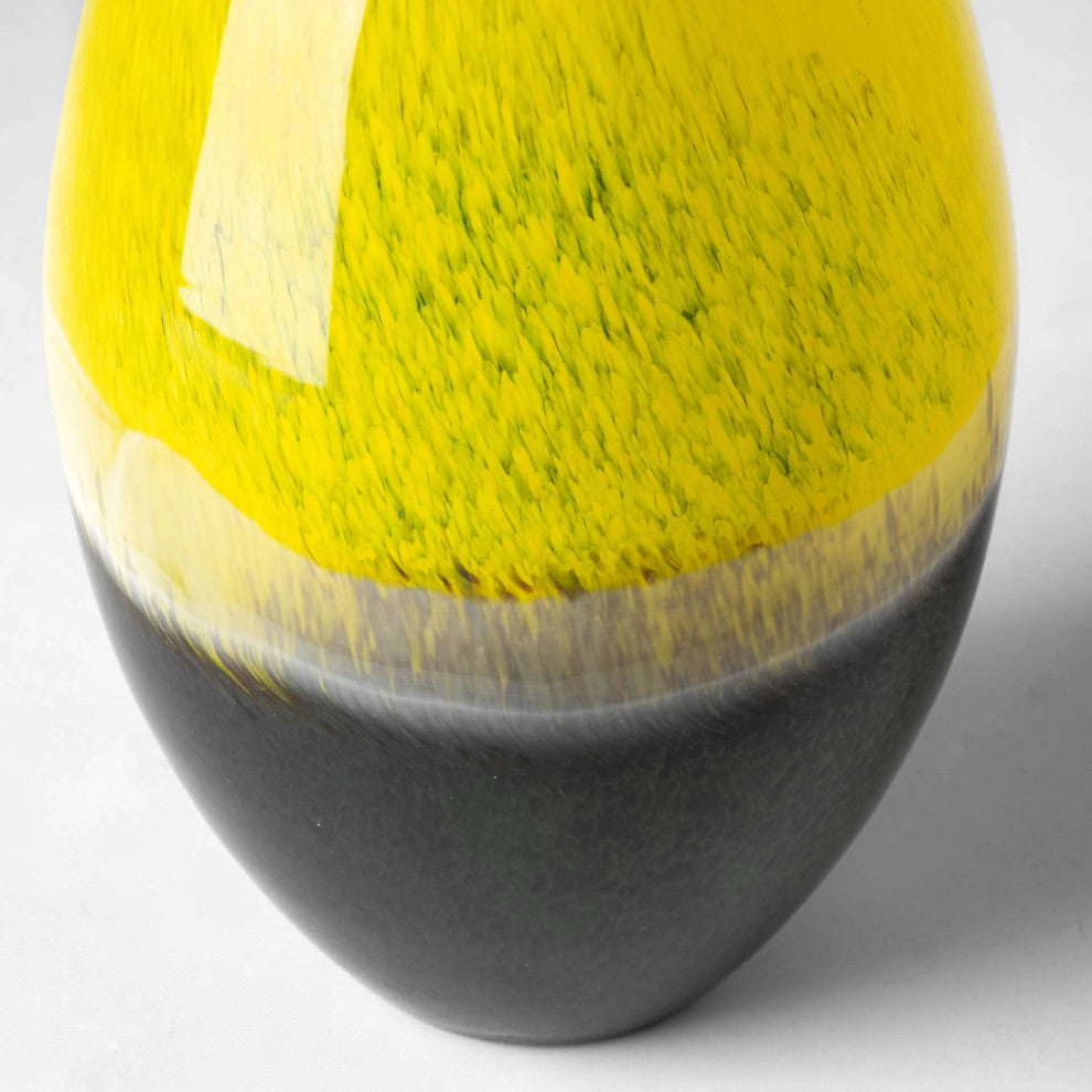 Jasse Yellow And Gray Glass Vase, Large