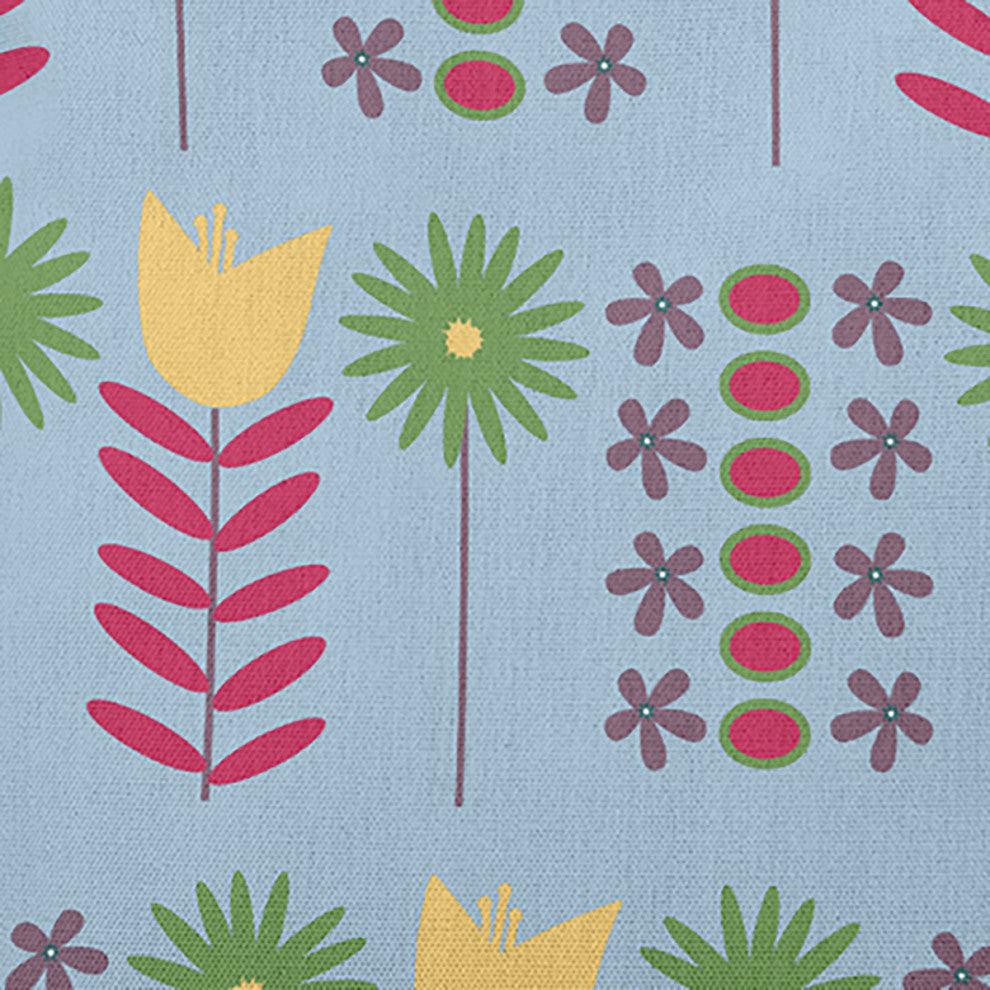 Daisy May's Garden Polyester Indoor Pillow, Blue, 16"x16"