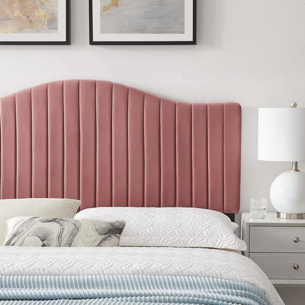 Tufted Headboard, Twin Size, Velvet, Pink, Modern Contemporary, Bedroom Master