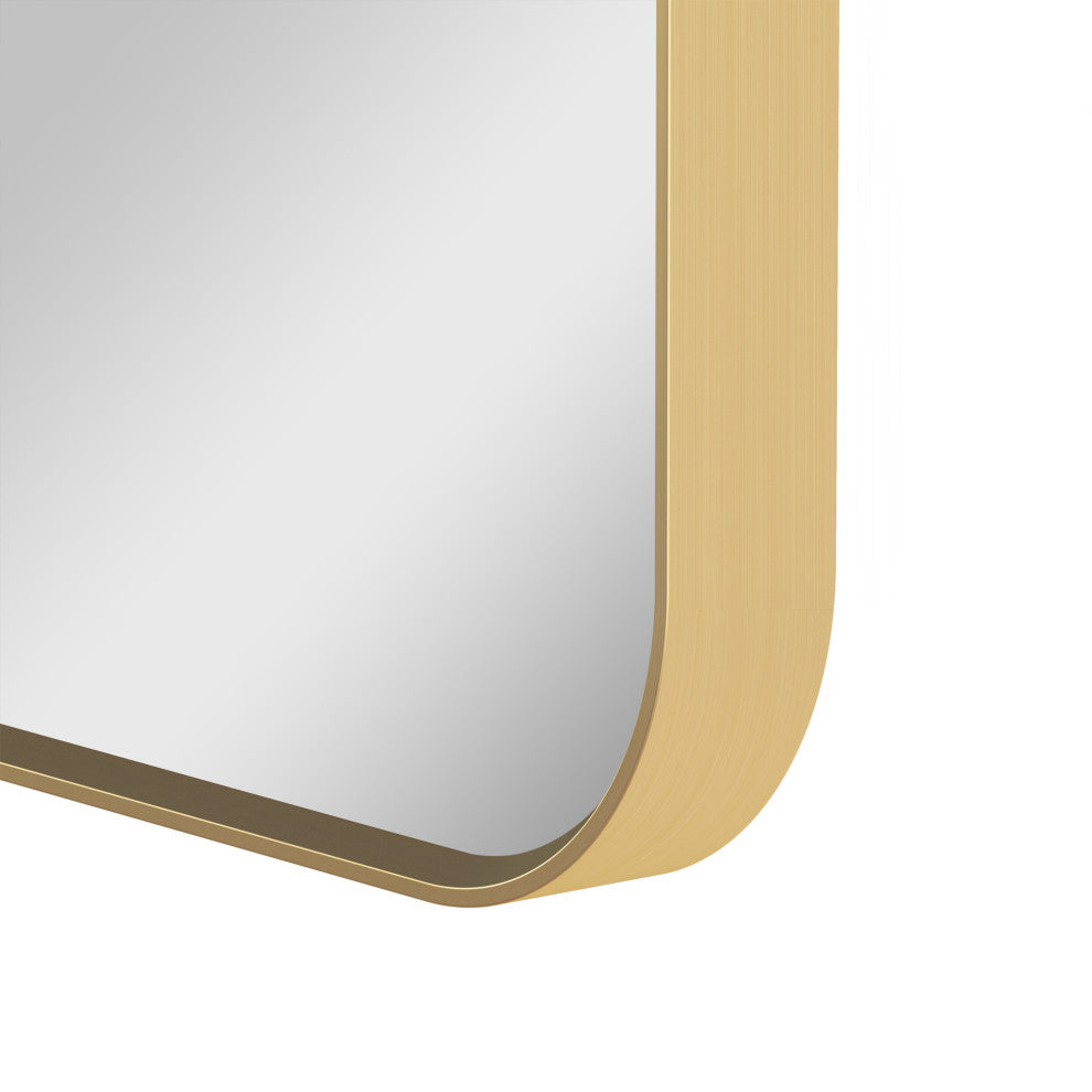 24"x36" Arched Bathroom Wall-mounted Mirror with Aluminum Frame, Gold