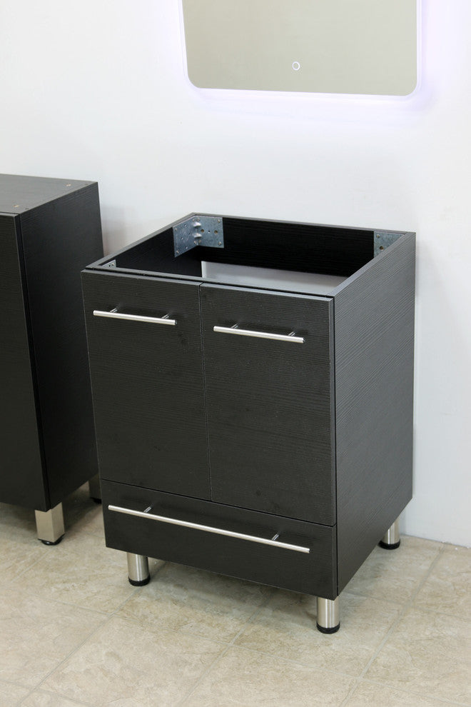 Windbay 24" Freestanding Vanity, Black, White Stone Countertop