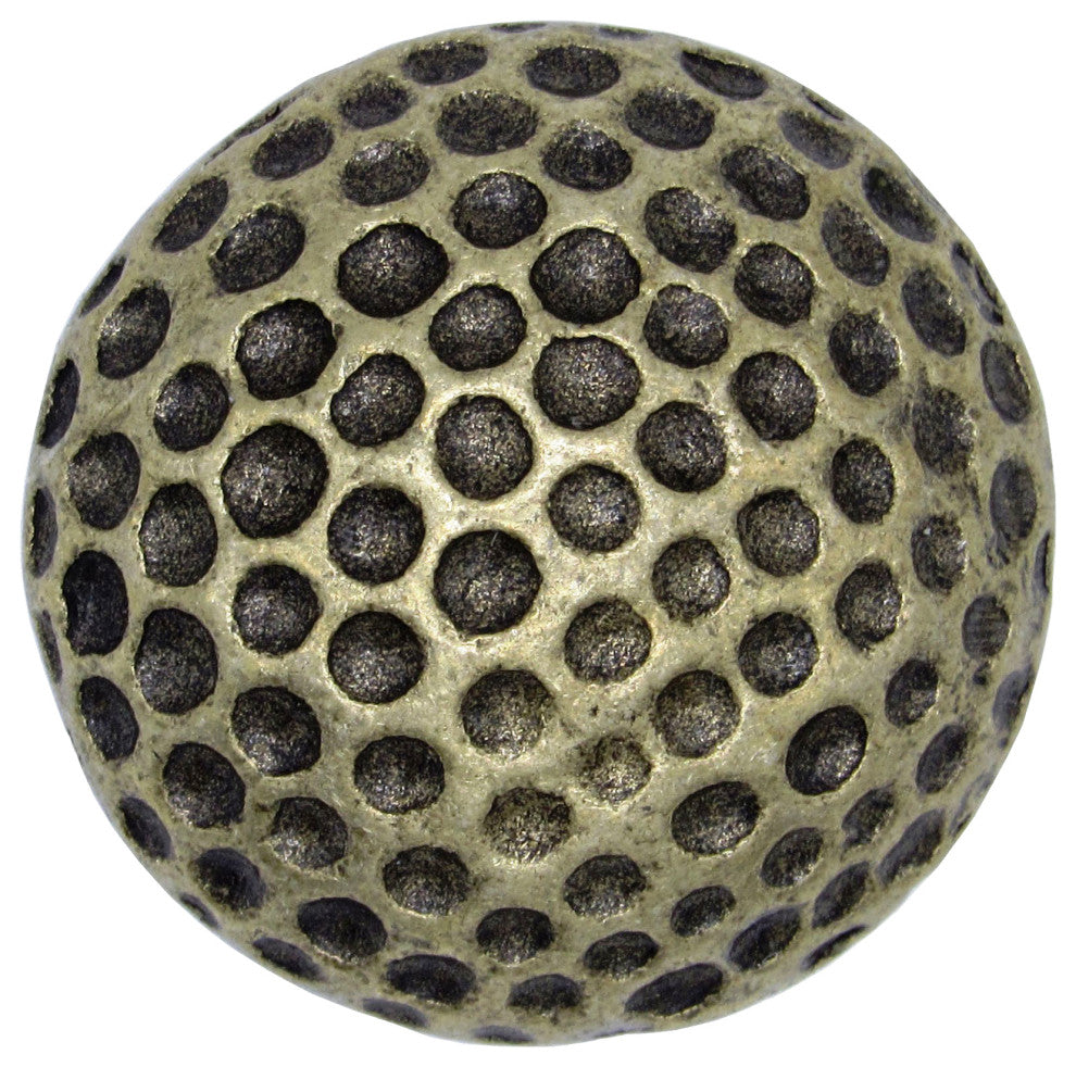 Golf Ball Cabinet Knob, Small, Antique Brass