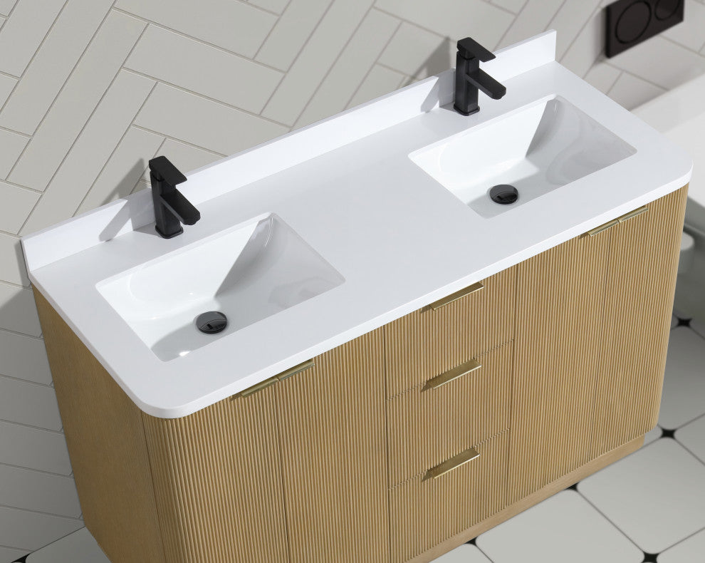 Ari Kitchen and Bath Calamigo 55" Freestanding Bathroom Vanity Oak