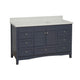 Abbey 60" Bath Vanity, Base: Marine Gray, Top: Quartz, Single Vanity