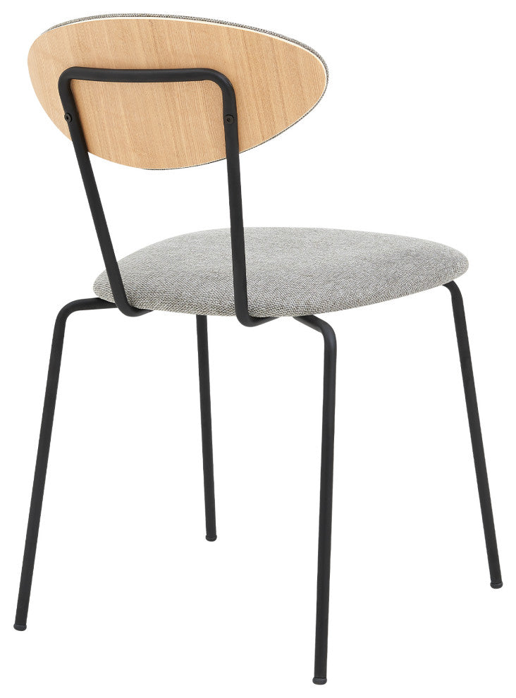 Neo Gray Fabric and Black Metal Dining Room Chairs, Set of 2