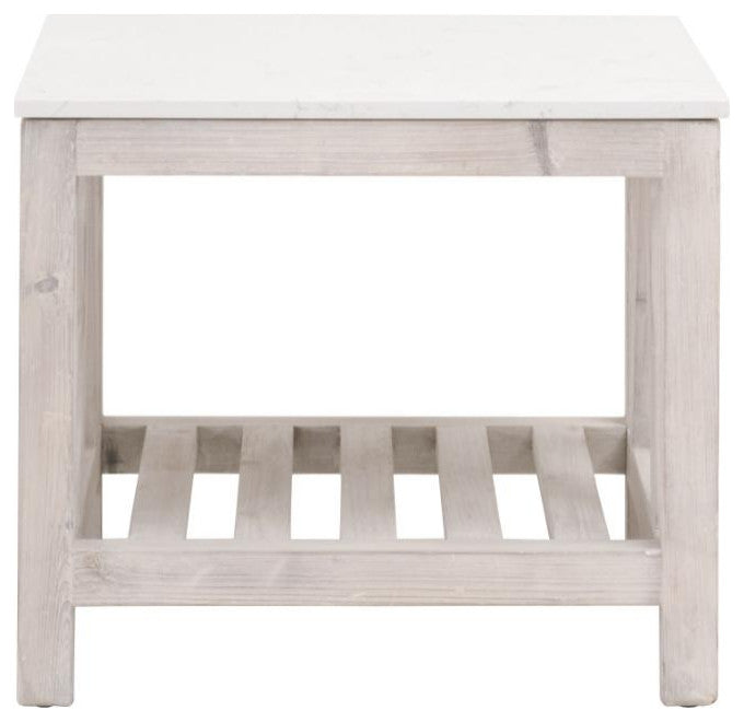 Spruce End Table, White Wash Pine, White Quartz